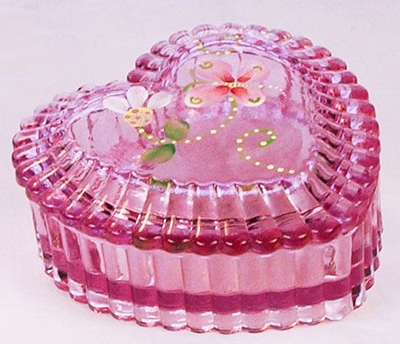 6606VH - 4\'\' Heart Treasure Box in Blush Rose